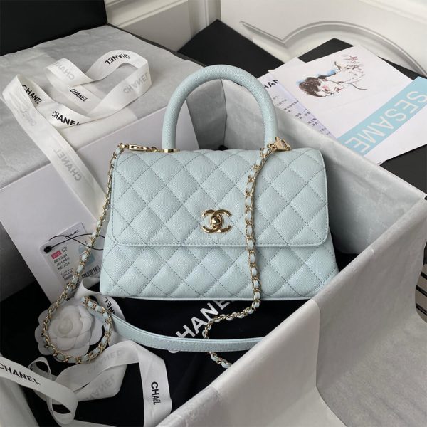 Ch*el coco handle bag small