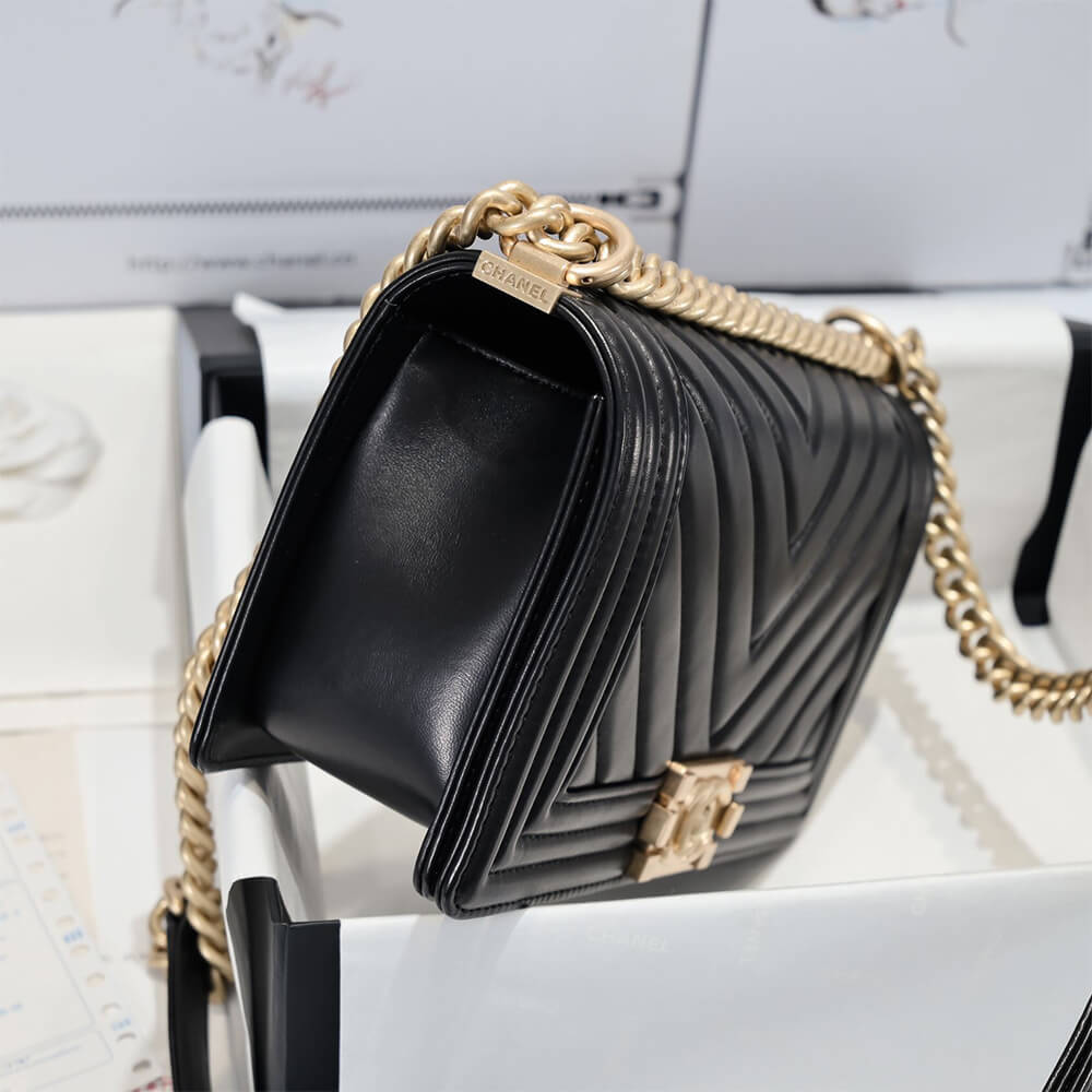 chevron boy Ch*el handbag